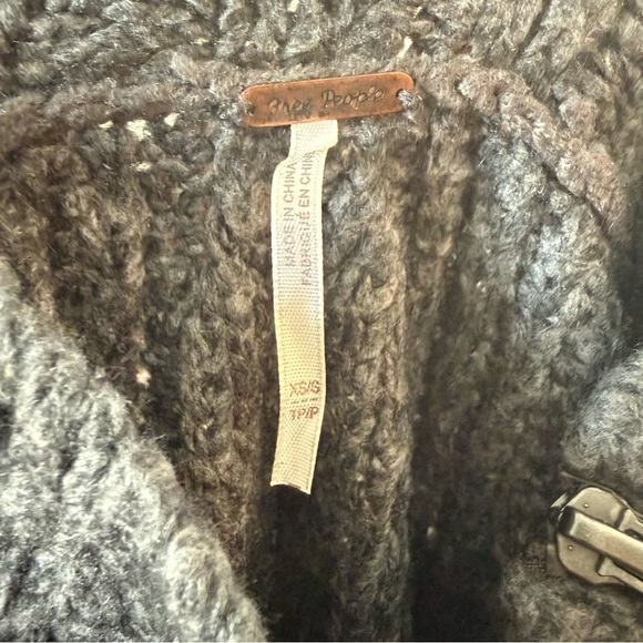 Free People Oversized Charcoal Cowl Neck Sweater with Zipper and Side Slits - Picture 8 of 8